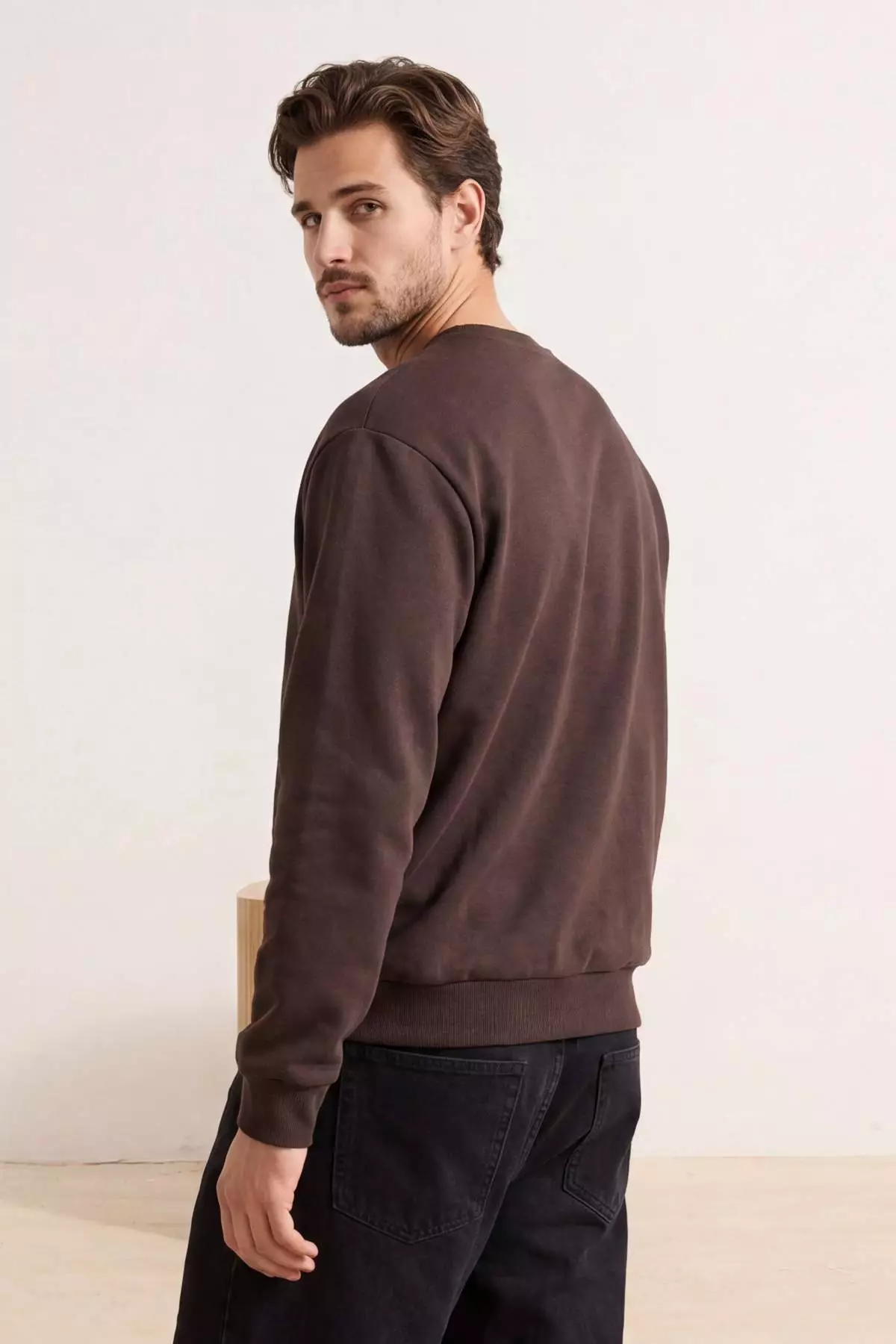 Dark Brown Regular/Normal Cut Inner Fleece/Warm Sweatshirt Tmnaw21Sw1208