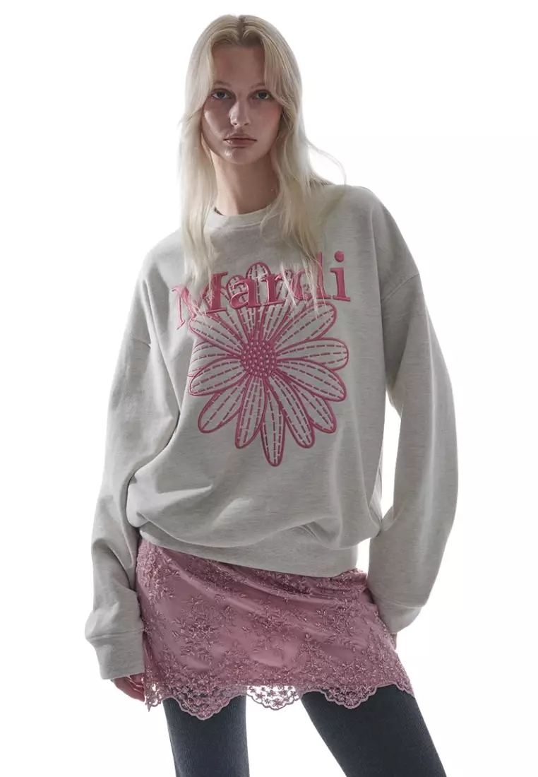 Sweatshirt Flowermardi Needlework - Oatmeal Pink