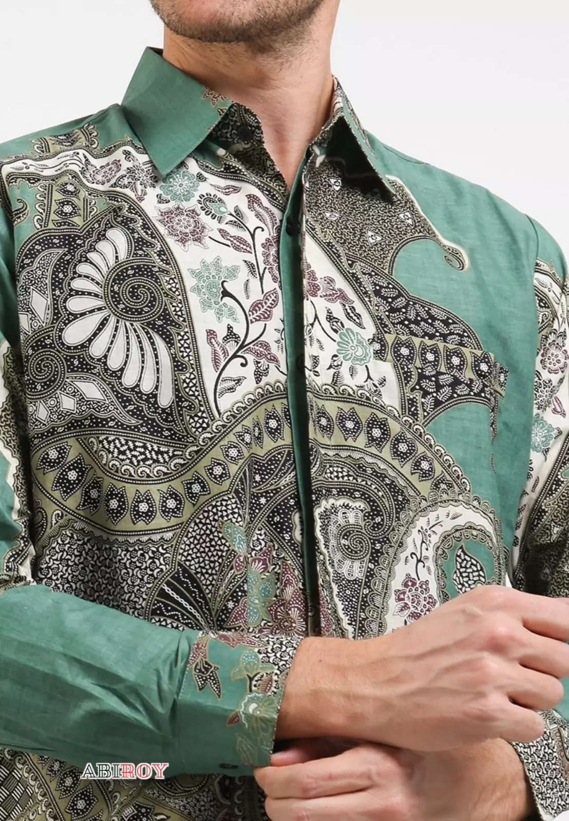 Kemeja Batik Pria Premium Slimfit Elegant Modern Lengan Panjang Bimasatya Ijo