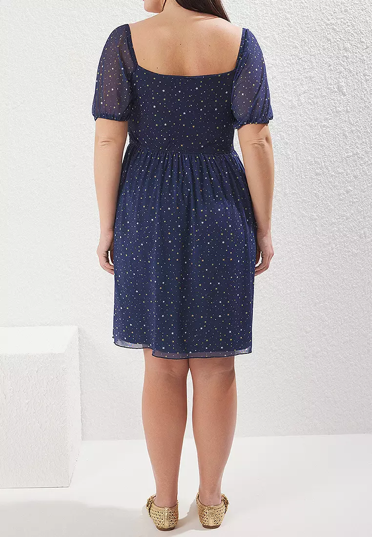 Plus Size Puff Sleeves Dress