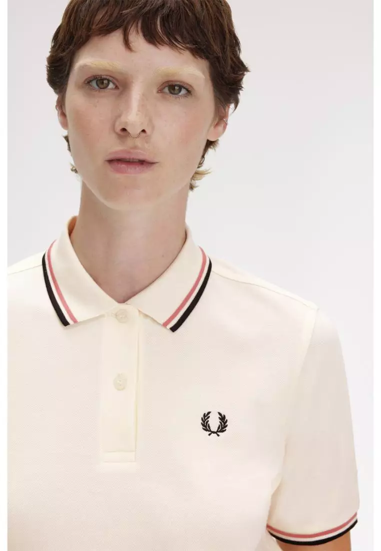 Fred Perry G3600 Twin Tipped Fred Perry Shirt (Light Ecru / Putty Pink / Black)