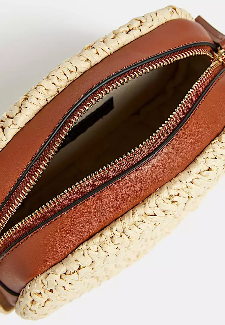 Straw Camera Cross Body Bag