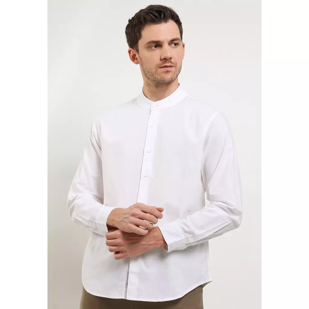 TRIPLE Kemeja Panjang Slim Fit (LS MC 508) White