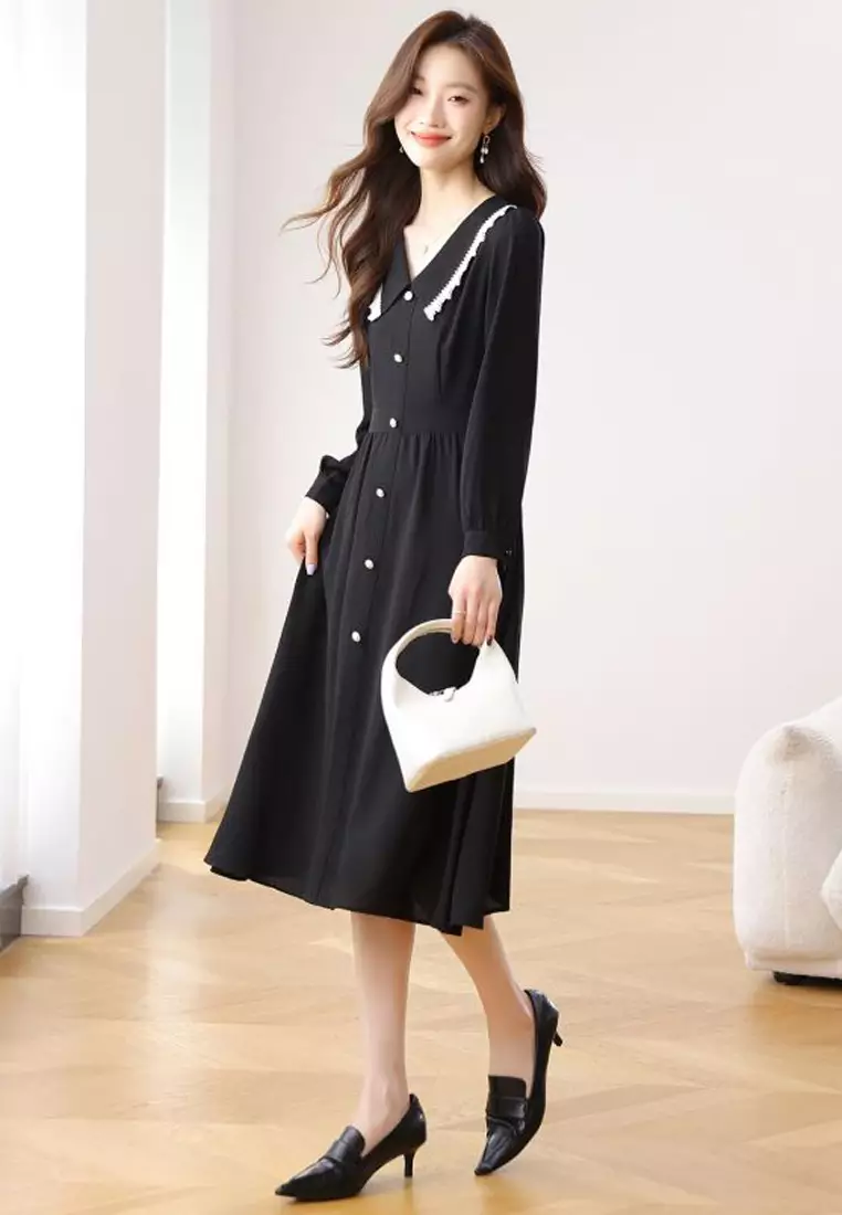 V Neck A Line Slim Dress