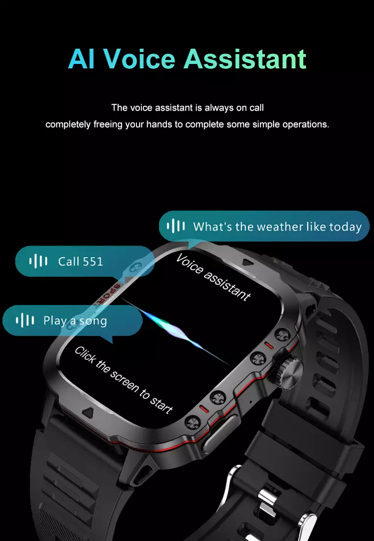 Smart Watch QX11 1.96 inch Full screen touch Long Time Battery Multiple sports modes Jam Pintar Black dengan gelang gratis