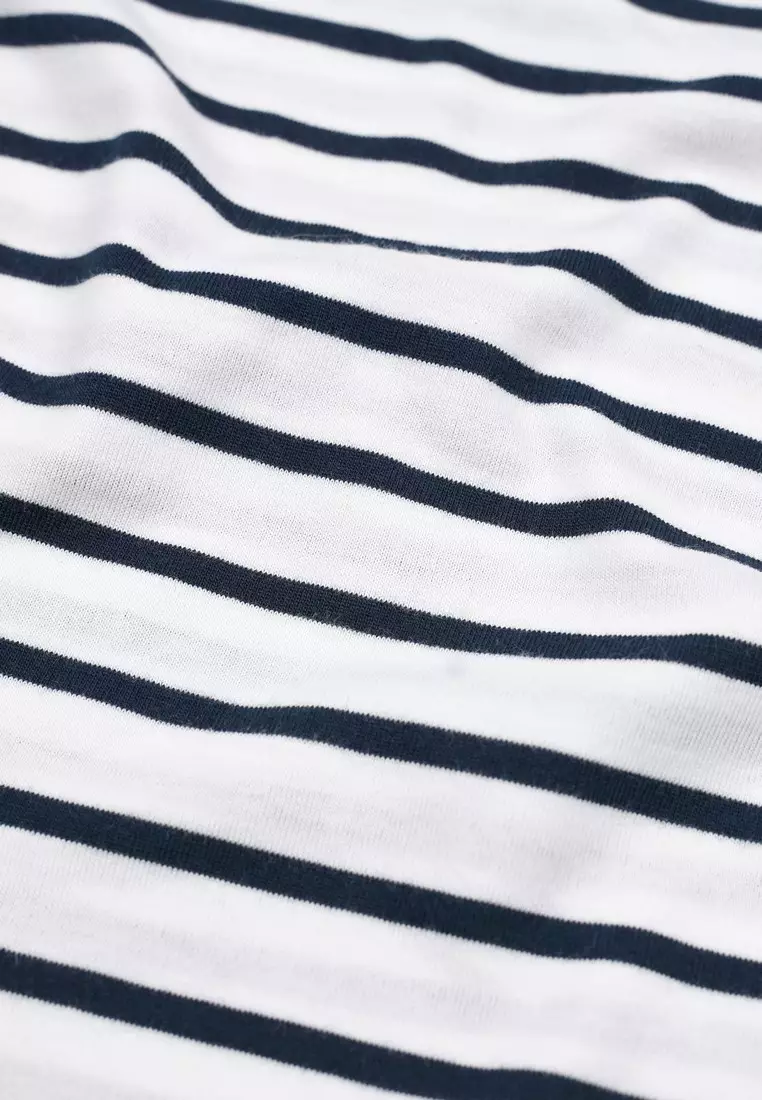 3Second Women's Stripe T-Shirt Short Sleeve Boxy Fit Lace Charlotte HP-C100126