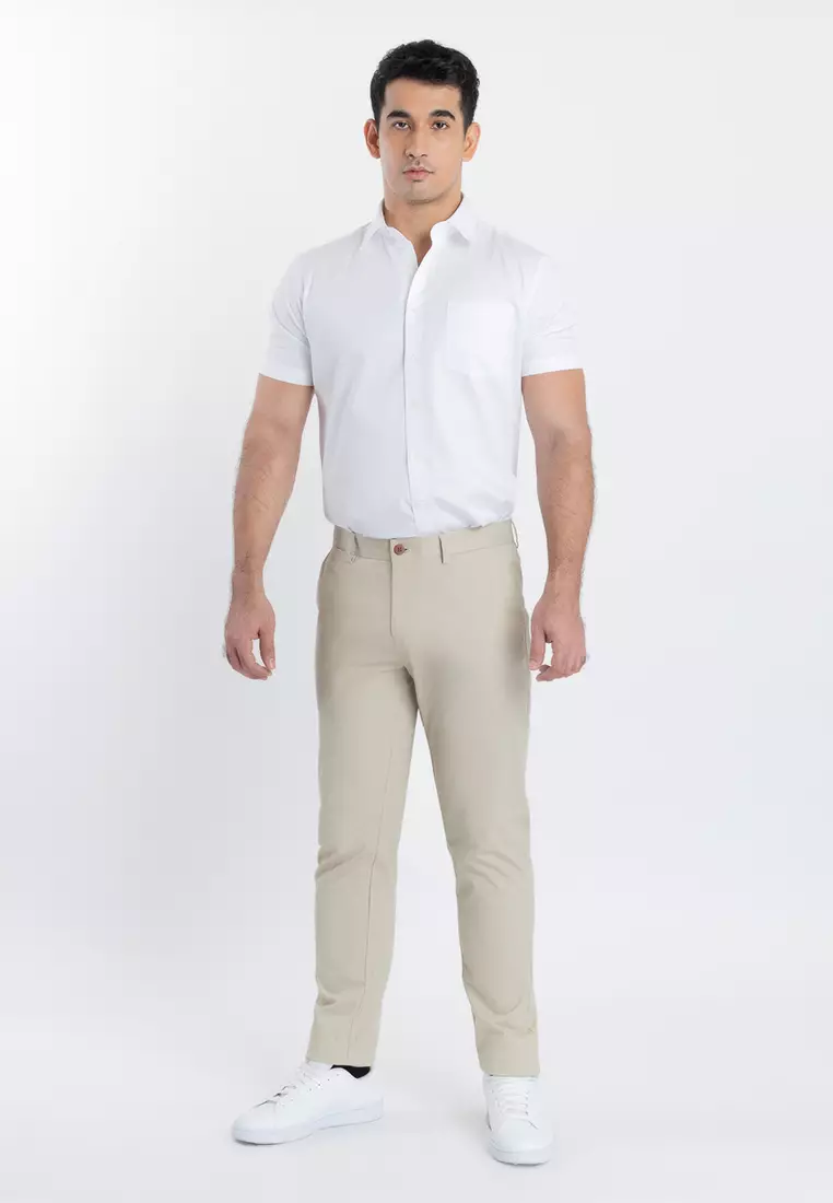 Slim Fit Chino Pants With Pocket Trim