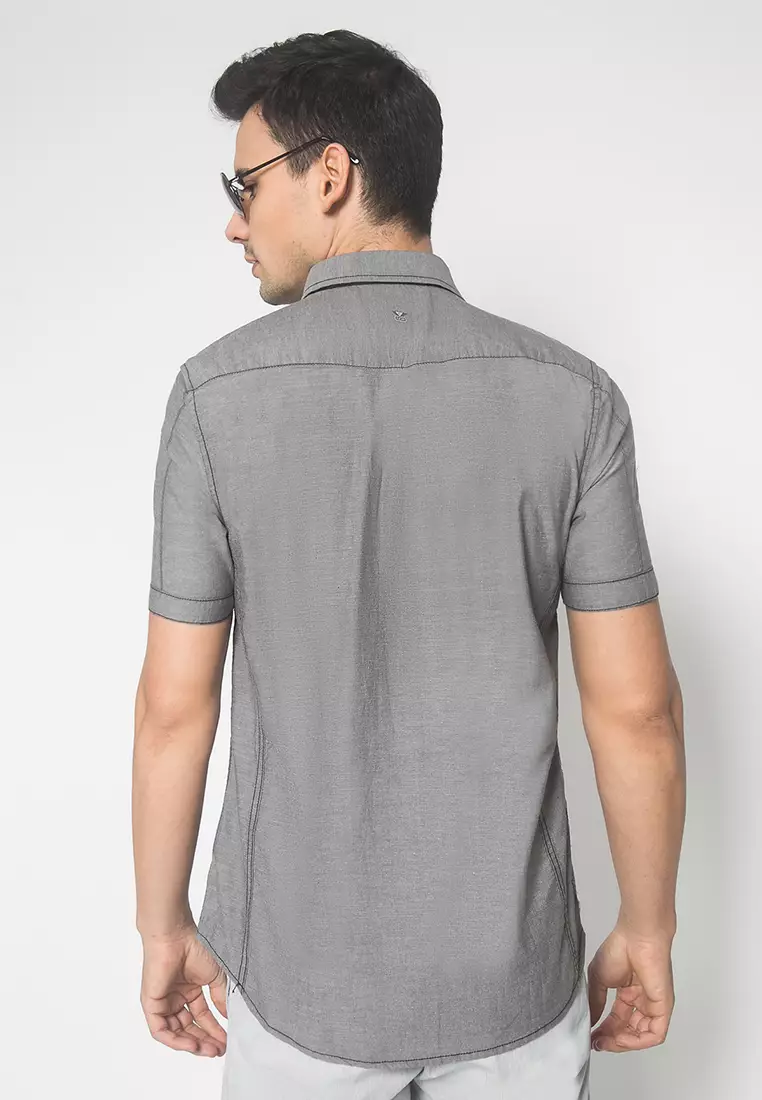 LGS - Kemeja Casual Pria - Double Pocket - Abu - Slim Fit - JSH.391.S1070F.817.C