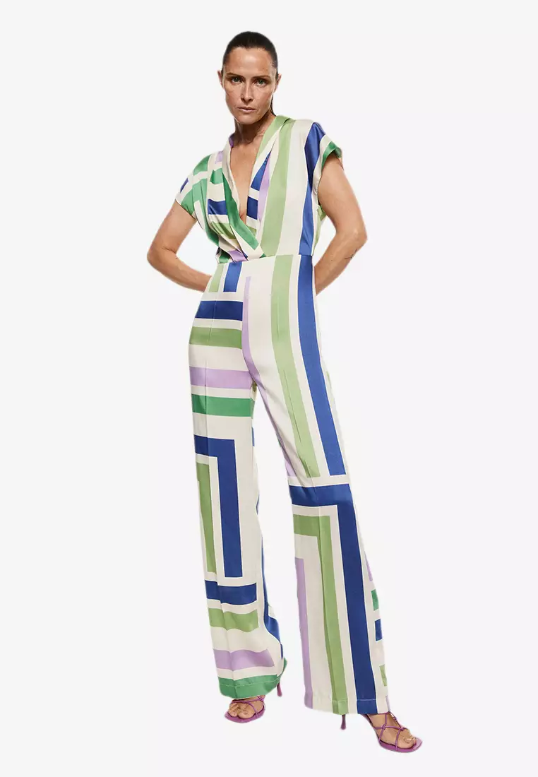 Mango hot sale striped jumpsuit