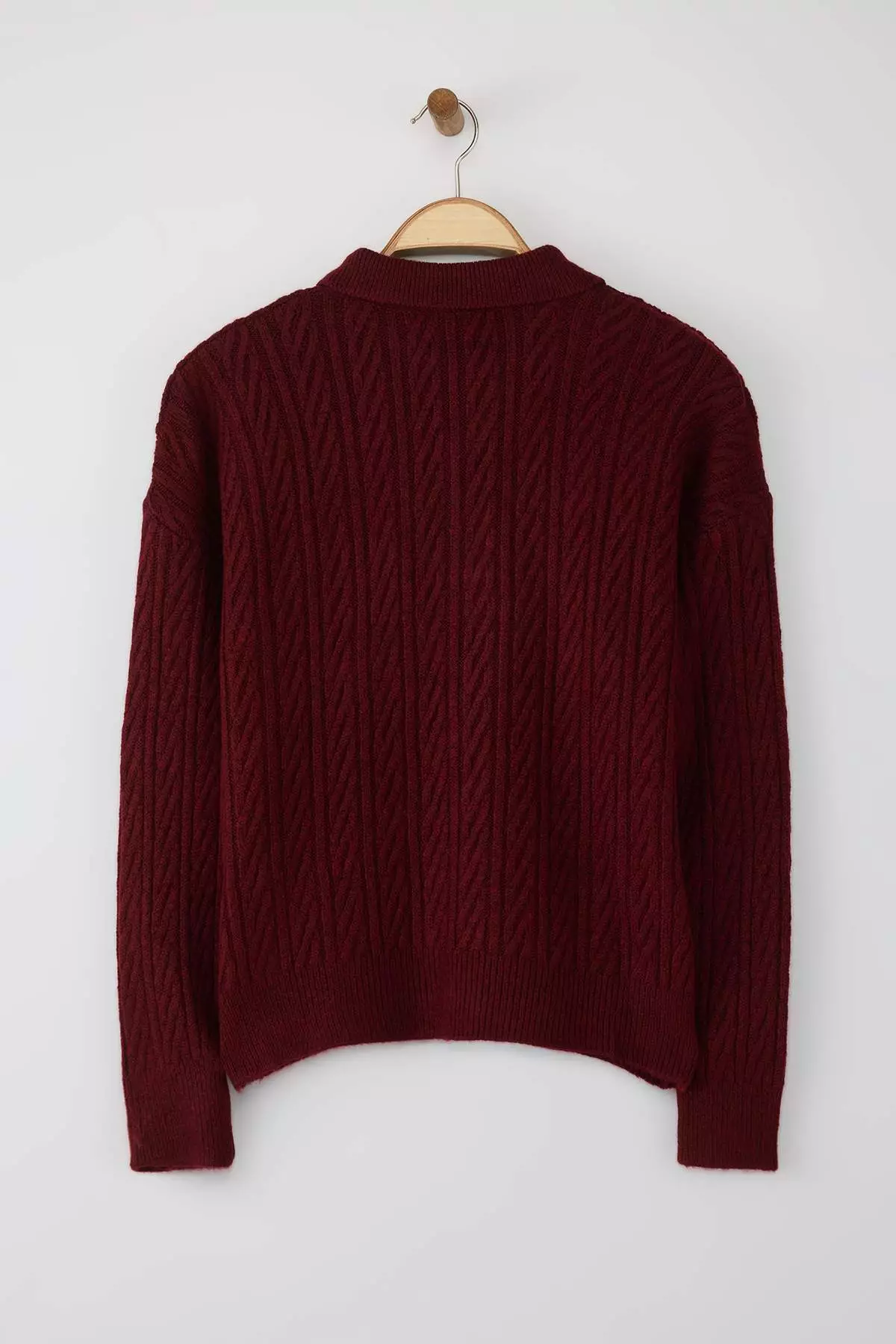 Burgundy Wide Fit Soft Textured Knitwear Sweater