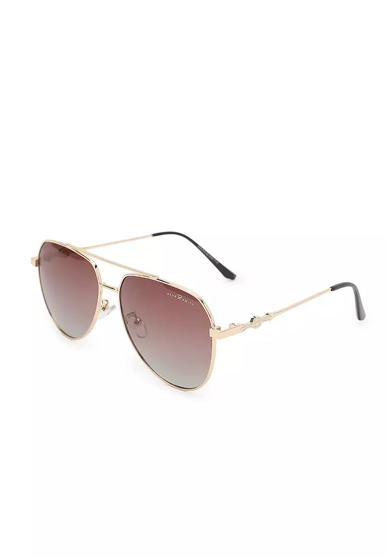 Unisex Polarized Aviator Sunglasses - Glossy Gold