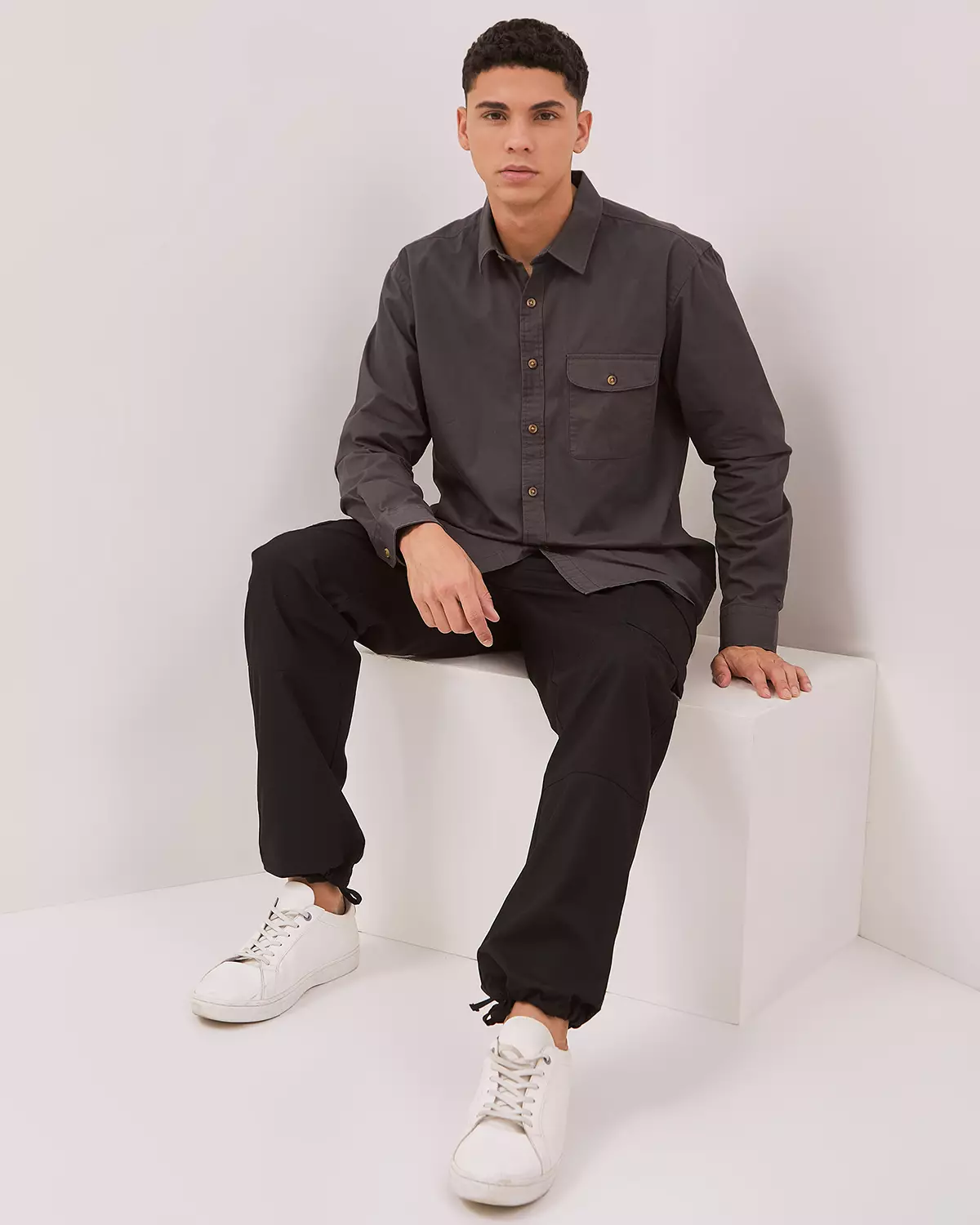 MEN'S BROWN LONG SLEEVE SHIRT