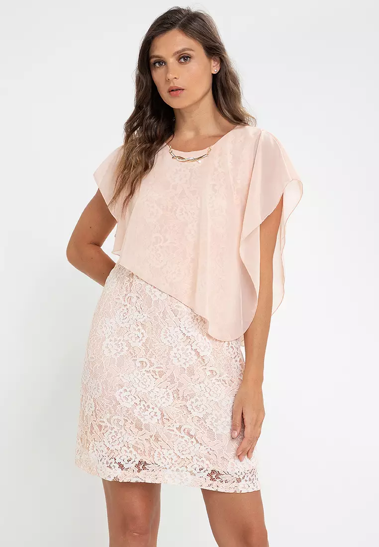 Buy Krizia Overlay 2 tone Lace Dress 2024 Online ZALORA Philippines