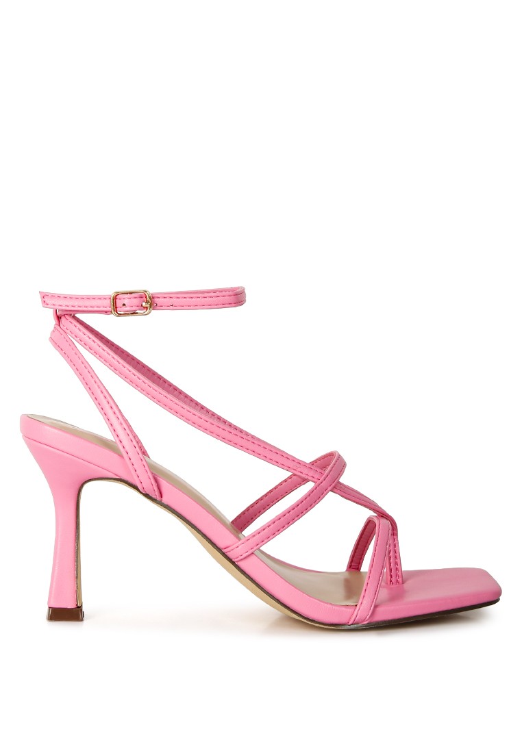 Pink Strappy Ankle Strap Sandals