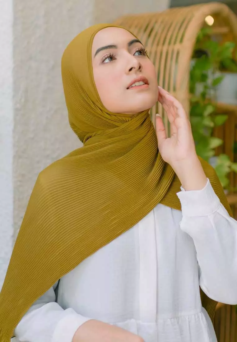Bawal Pleats Shawl Zaitun
