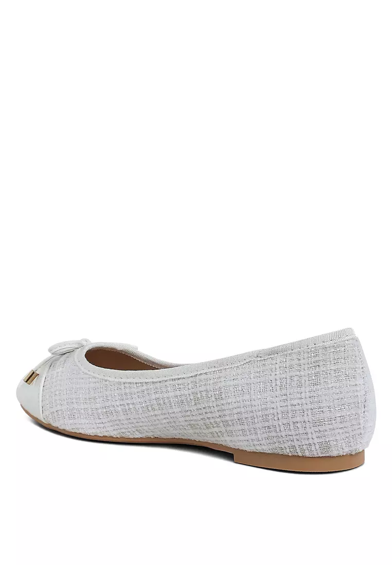 Sepatu Balet Tweed Kotak-kotak Putih