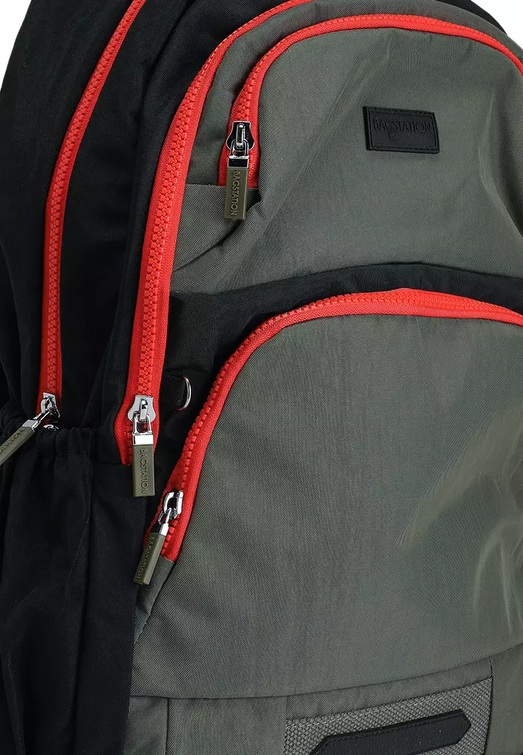 Colour Block Nylon Large Backpack