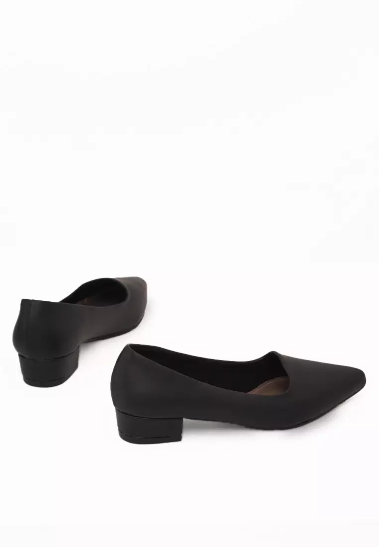 VIVI NICI - Danielle Sepatu Kerja Wanita Pantofel Hak 3 Cm Black Solid