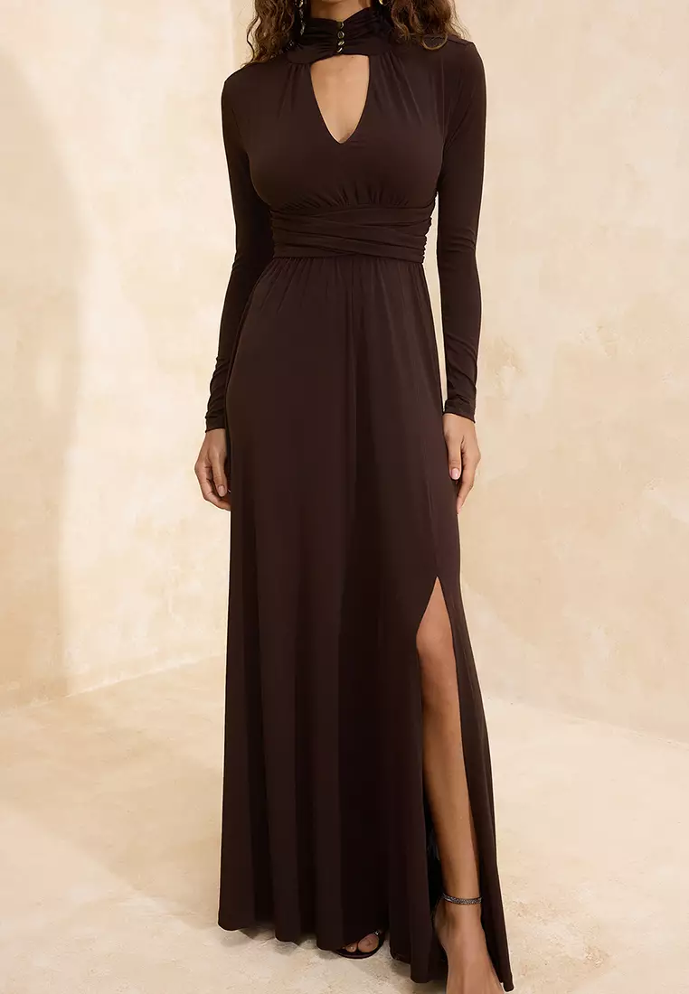 High Neck Tie Back Maxi Dress