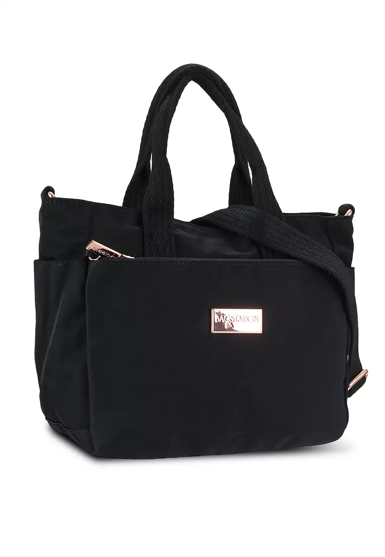 Rose Gold Series Crinkle Nylon Convertible Top Handle Bag