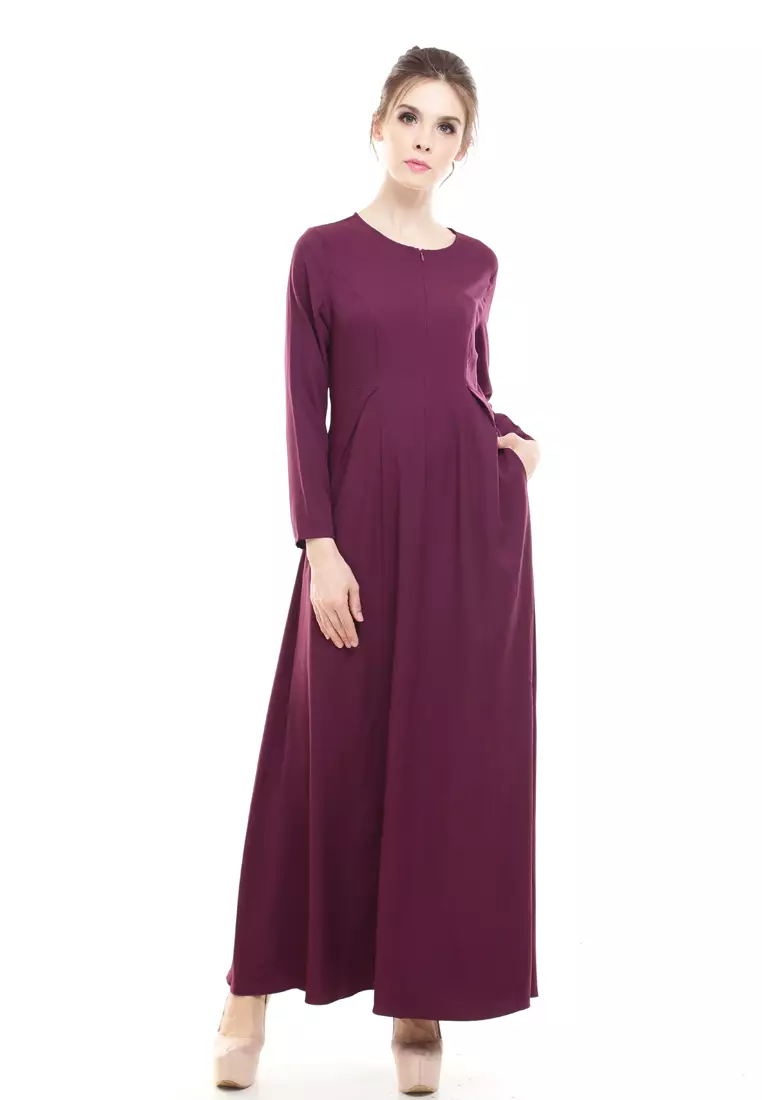 Buy Rina Nichie Basic Henna Dress Purple Raspberry Online | ZALORA Malaysia