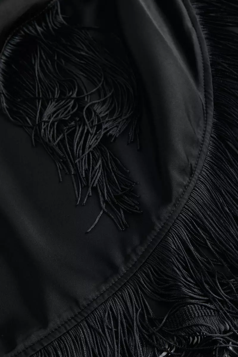 Buy H&M Fringe-trimmed satin wrap dress Online | ZALORA Malaysia