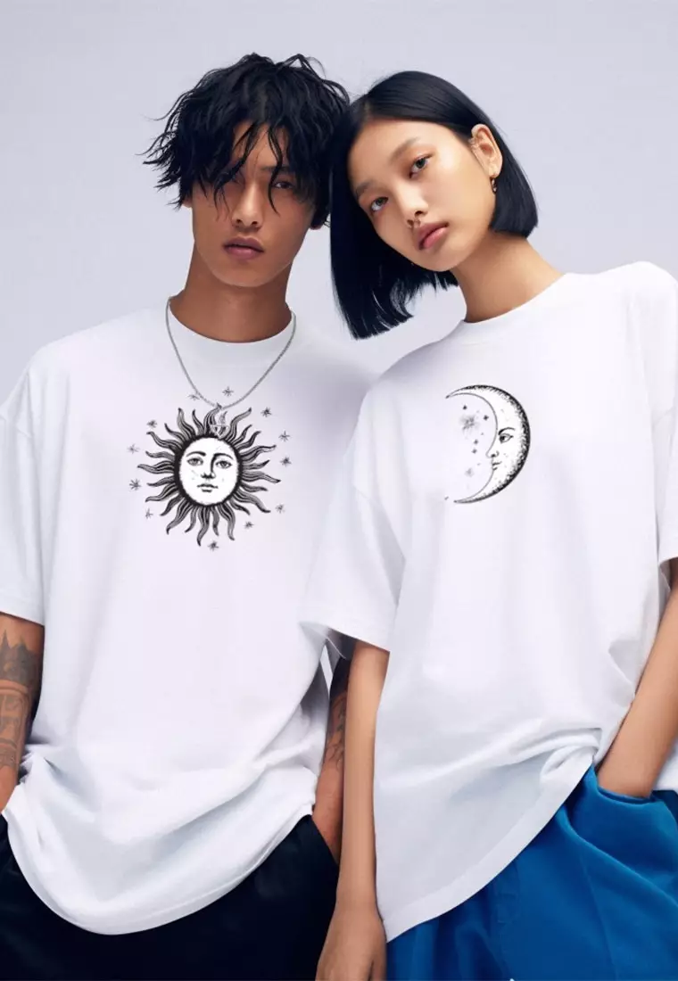 MTQ91 kaos oversize scuba edisi couple "vintage moon" putih