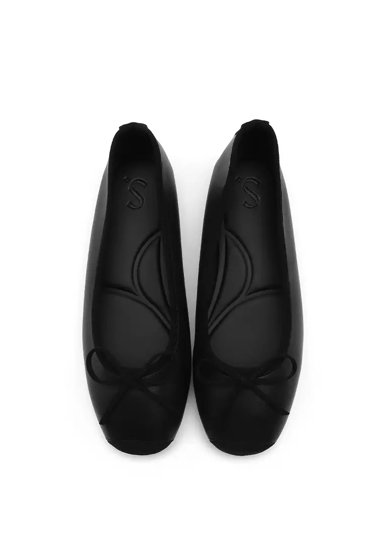 Kate Ribbon Flats (1cm) - Black