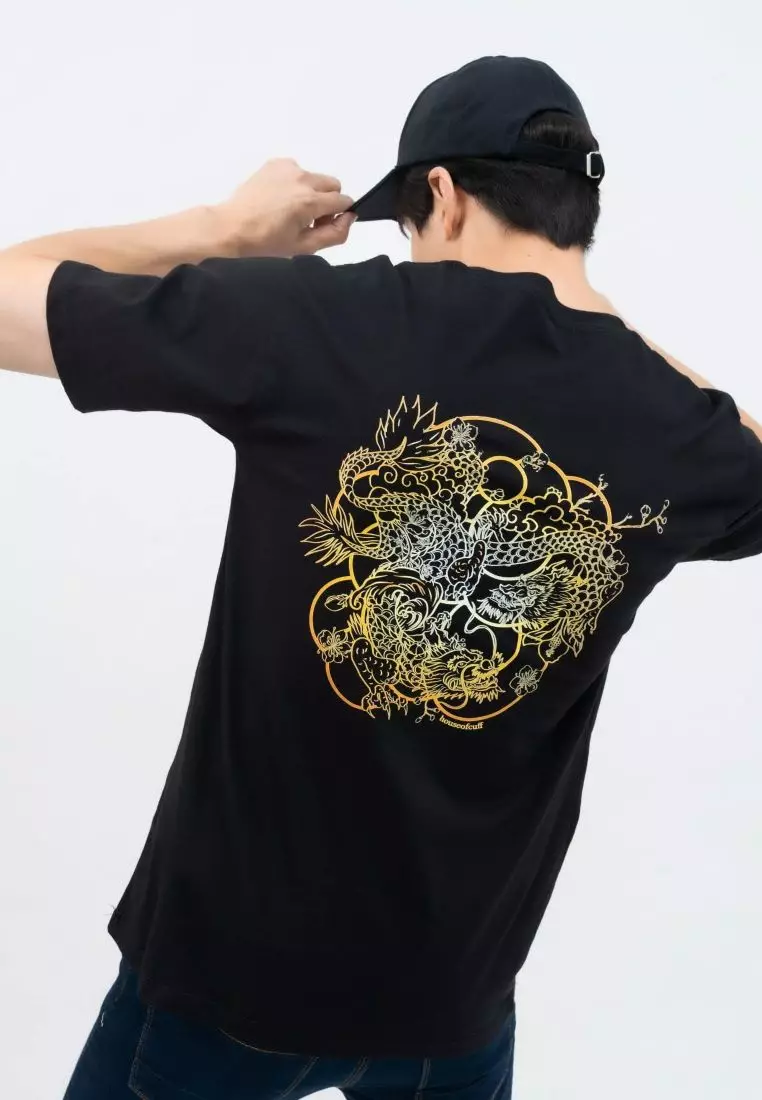 Houseofcuff T-shirt Kaos Hitam Motif Dragon Tersedia Size S-4XL