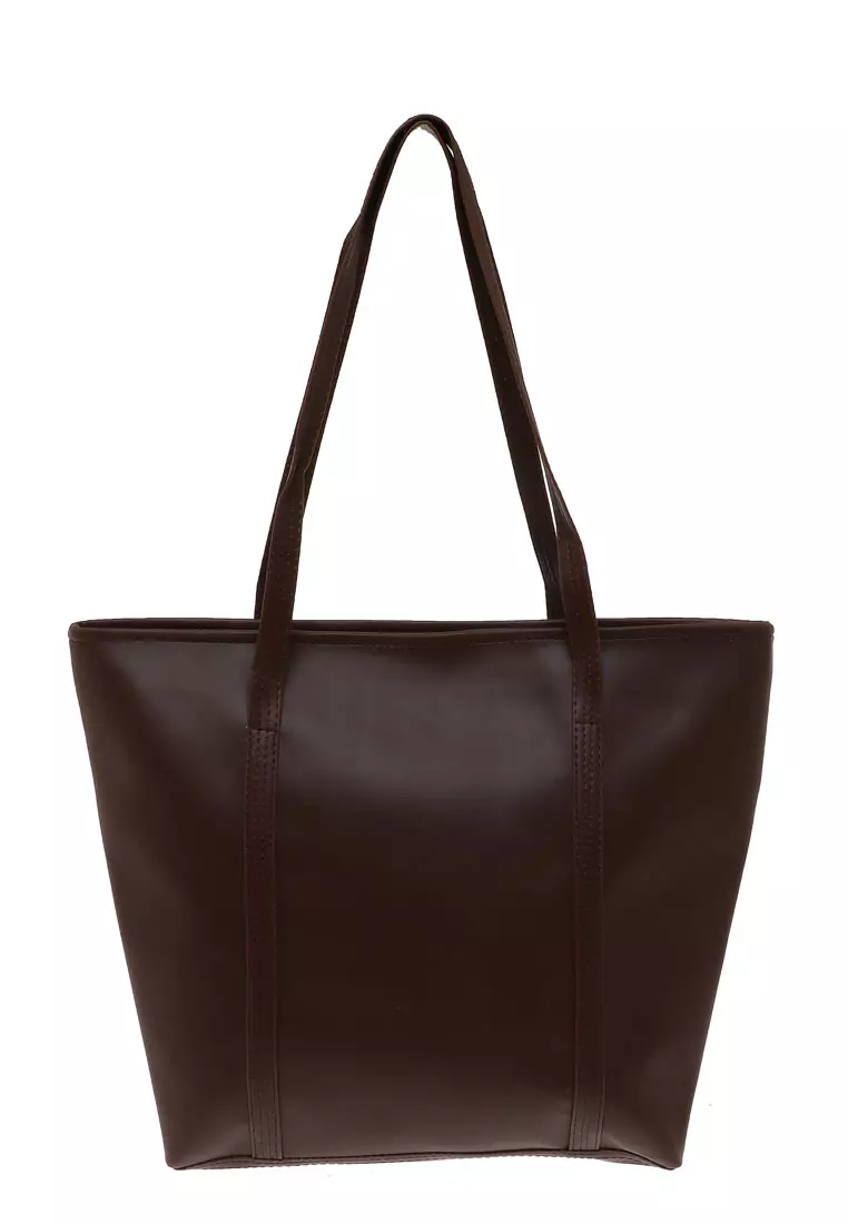 Kyla Tote Bags Woman Plain Design Simple Tas Wanita Casual Premium Quality - Brown