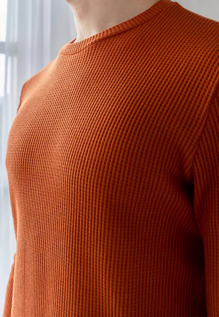 Kale Raffle Dark Terracotta / Kaos Polos Tekstur Lengan Panjang Pria / Unisex