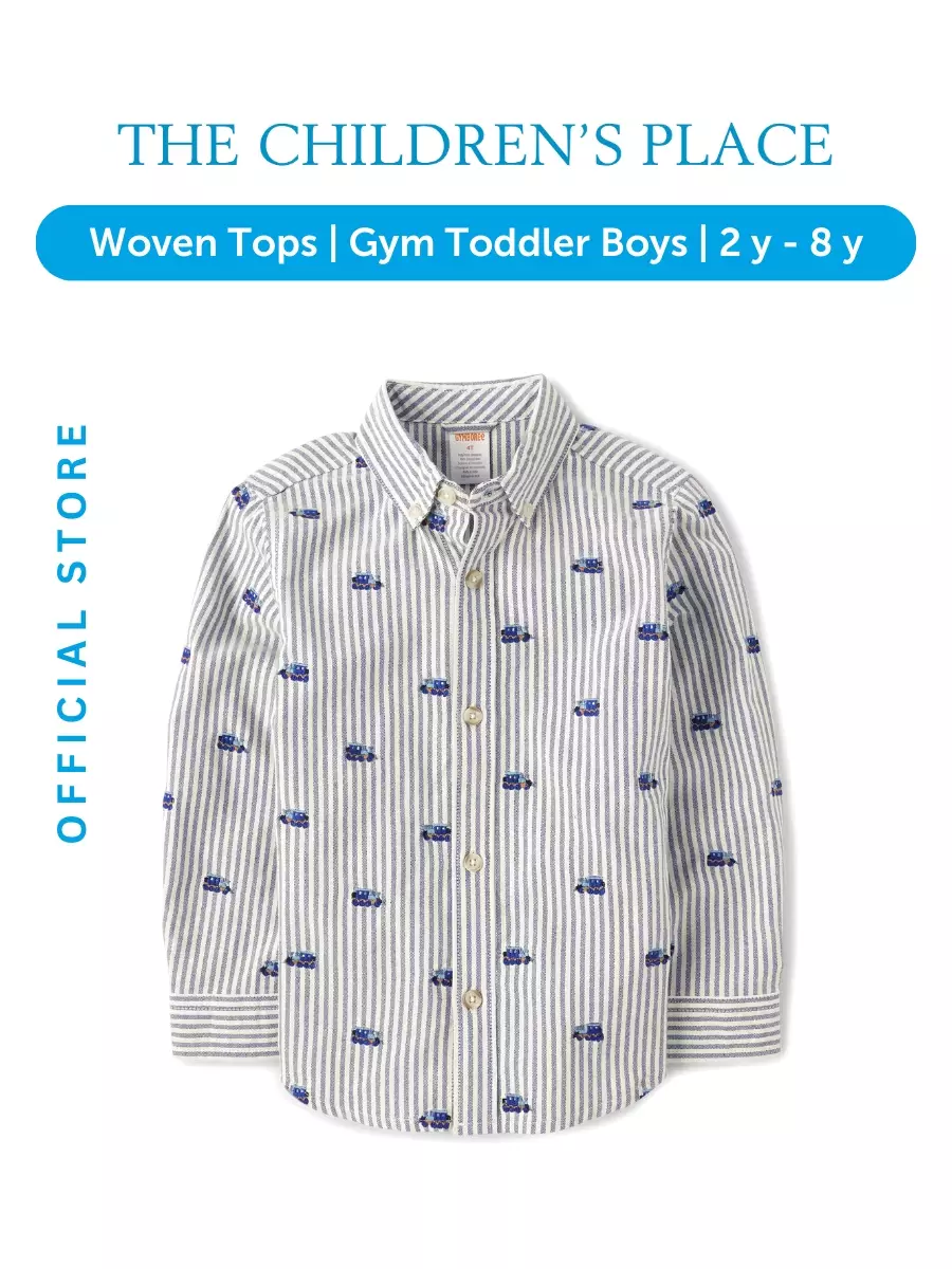 Jual The Children's Place Boys Schiffli Train Oxford Button Up