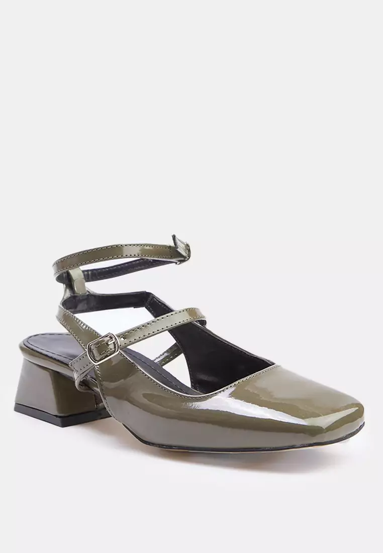 Mary Jane Ankle Strap Square Toe Heeled Shoes