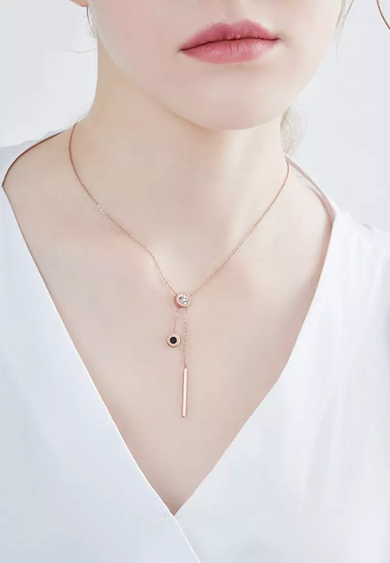 Kalung Wanita Korea Elegan Titanium Original Zircon 5A Perhiasan Kalung Cewek Anti Pudar