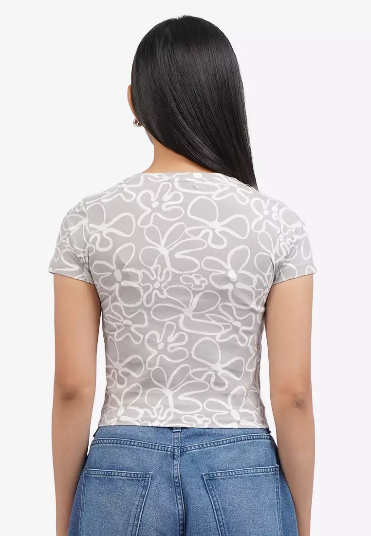 Printed Short Sleeve Crop T-Shirt