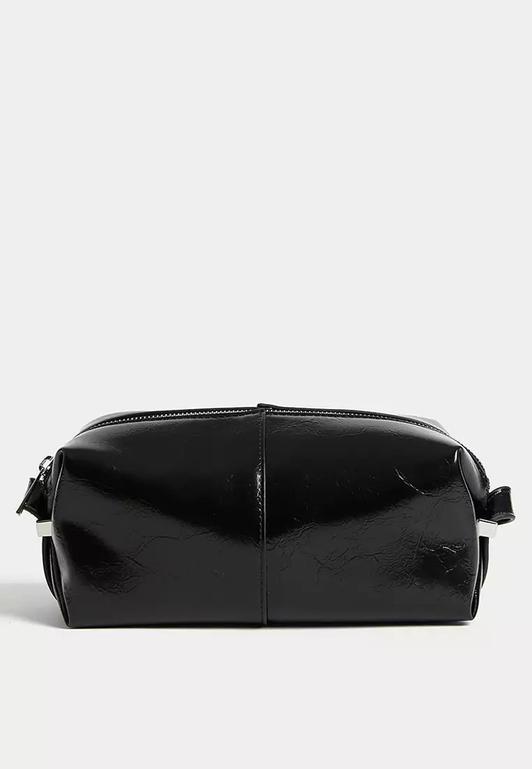 Faux Leather Metallic Cross Body Bag