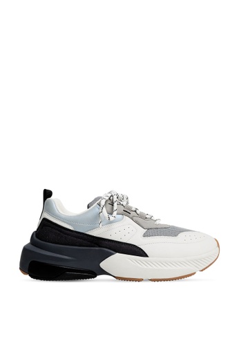 Mango grey Platform Lace-Up Sneakers D747ESH072F945GS_1