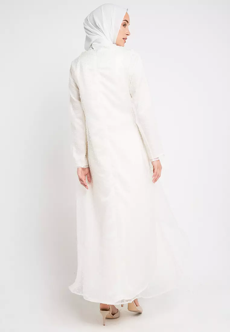 Mitzi Two Layer Dress In Cream Fancy Net