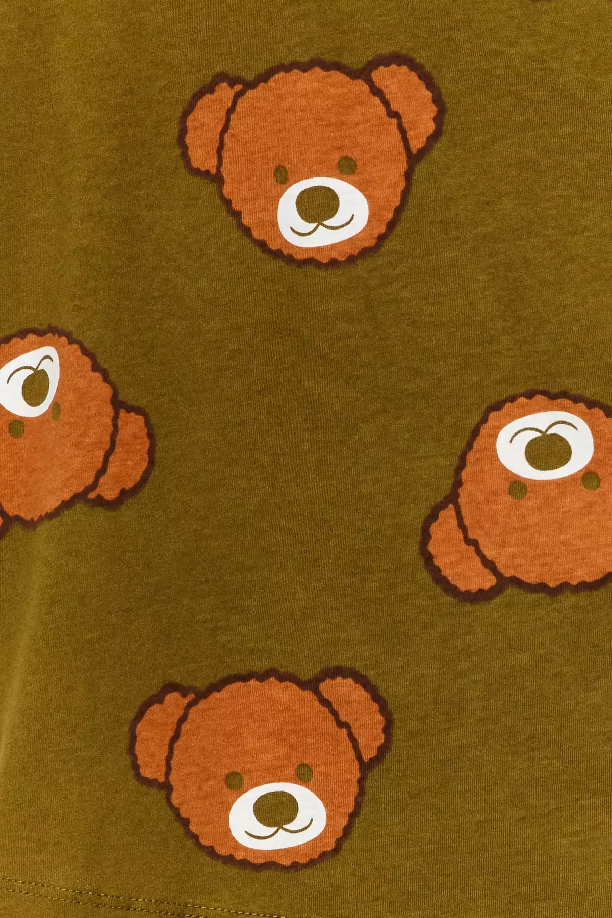 Khaki 100% Cotton Teddy Bear Patterned Knitted Pajama Set THMAW23PT00514