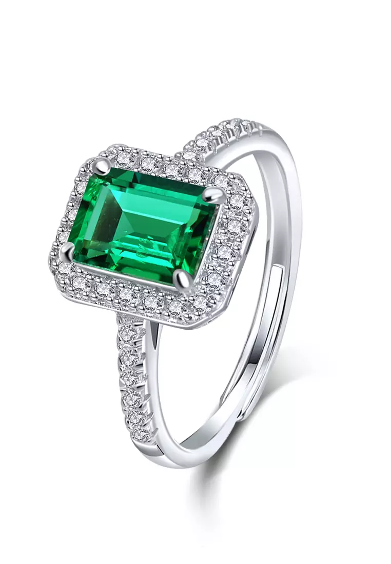 Cincin Wanita Kristal hijau Berlian Wanita Fashion Jewelry Anti luntur Ring