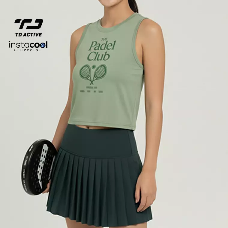 TDACTIVE Baju Olahraga Wanita Padel Tank Top "padel club" UAT sage LSF12