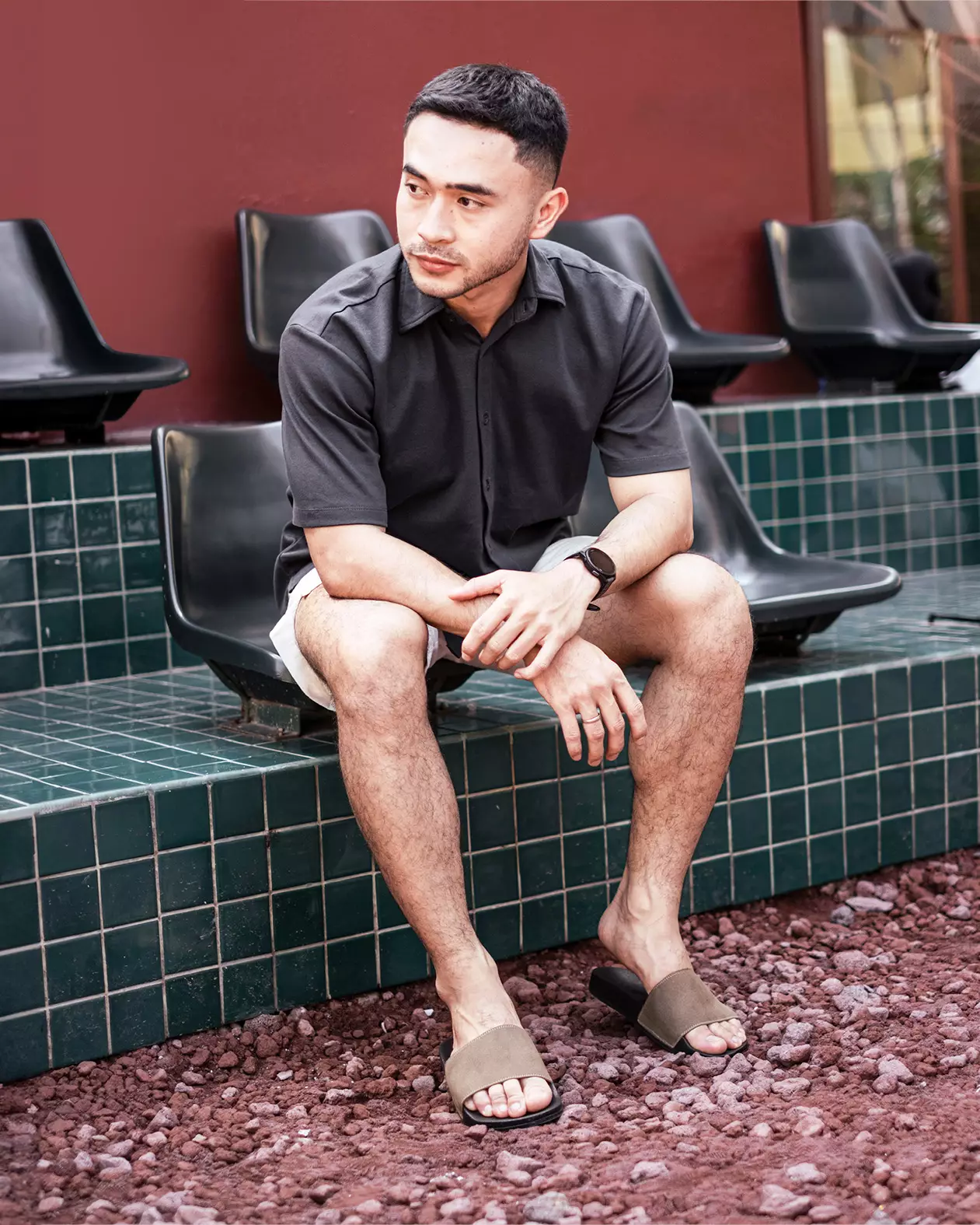 Marhadi Sendal Selop Cogen Sandal Slide Pria Nyaman Suede - Finest Olive