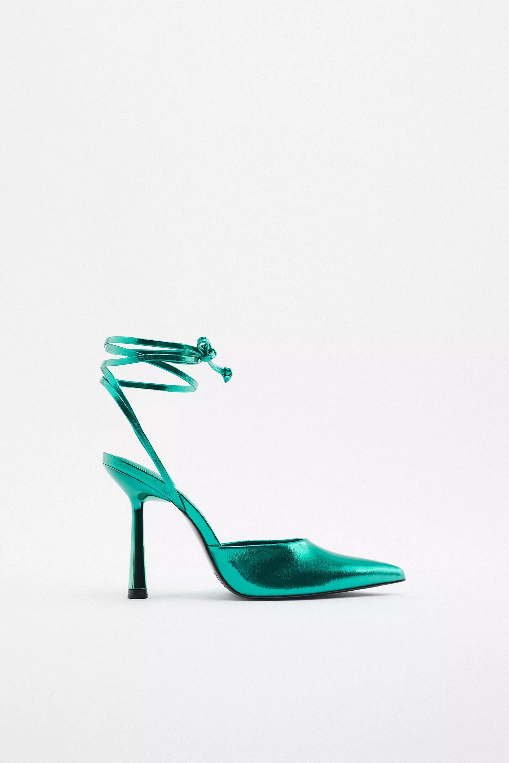 ZARA Metallic Lace-Up Heeled Shoes 2025 | Buy ZARA Online
