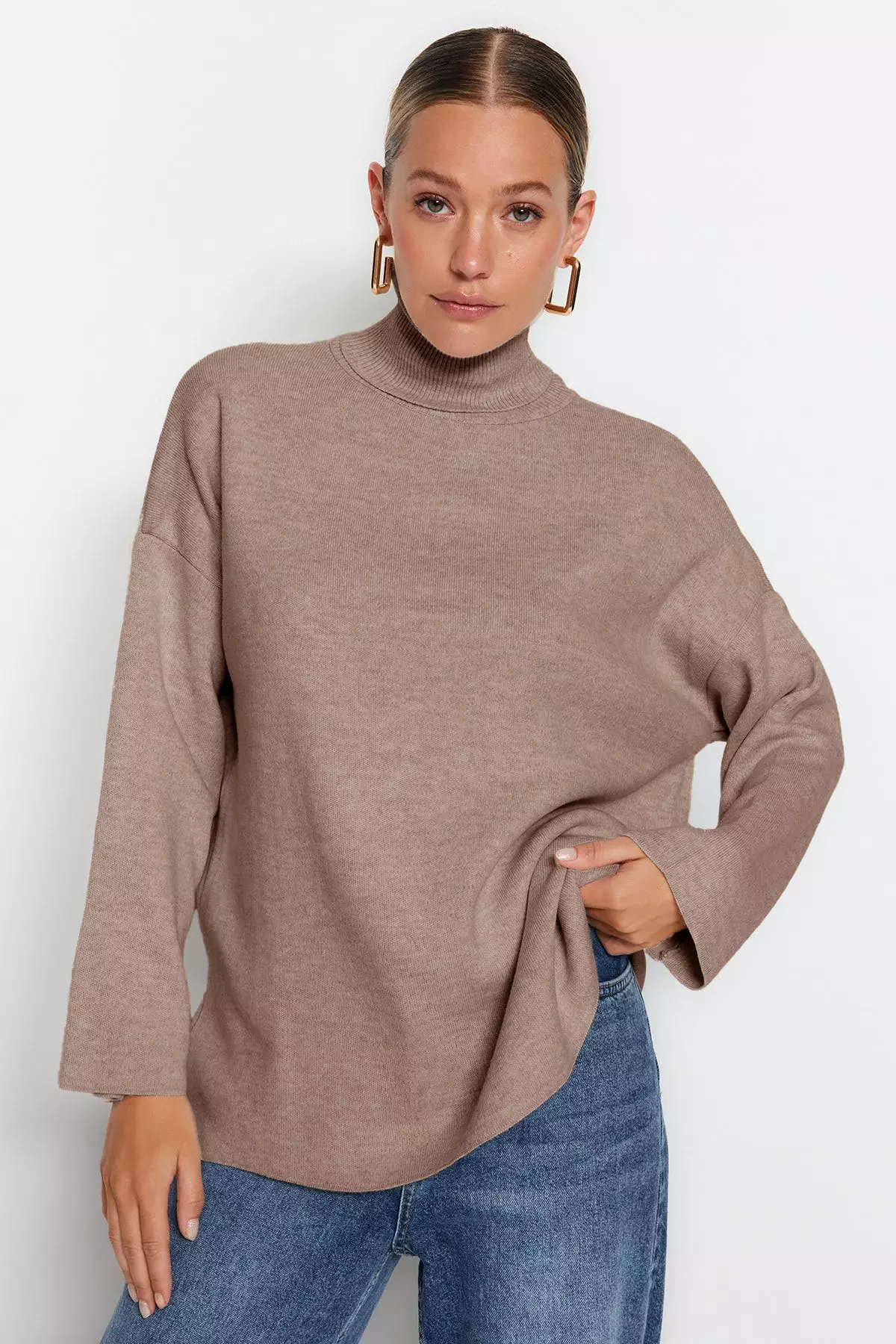 Mink Wide Fit Basic Knitwear Sweater