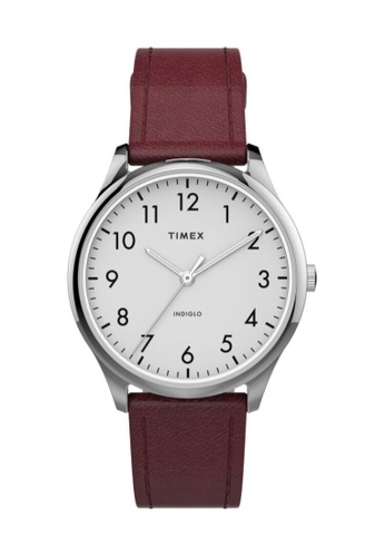 Timex red and silver Timex Easy Reader 32mm - Silver-Tone Case, Red Strap (TW2T72200) A00ABACD23B8BFGS_1