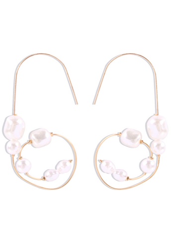 Sunnydaysweety gold Korean Temperament Pearl Simple Circle Earrings A21032412 4E408AC70BB09EGS_1
