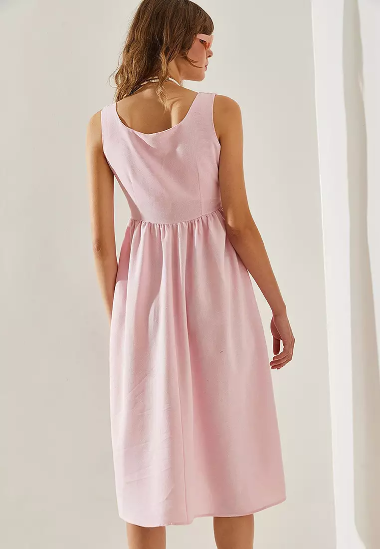 Women's Thick Strap Gabardine Linen 5936 Dress 60251390