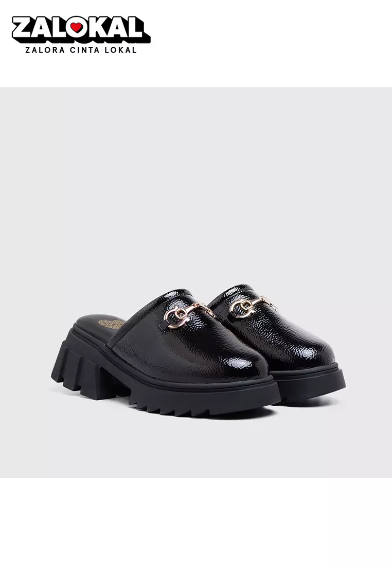 Gamila Sandals Patent Black