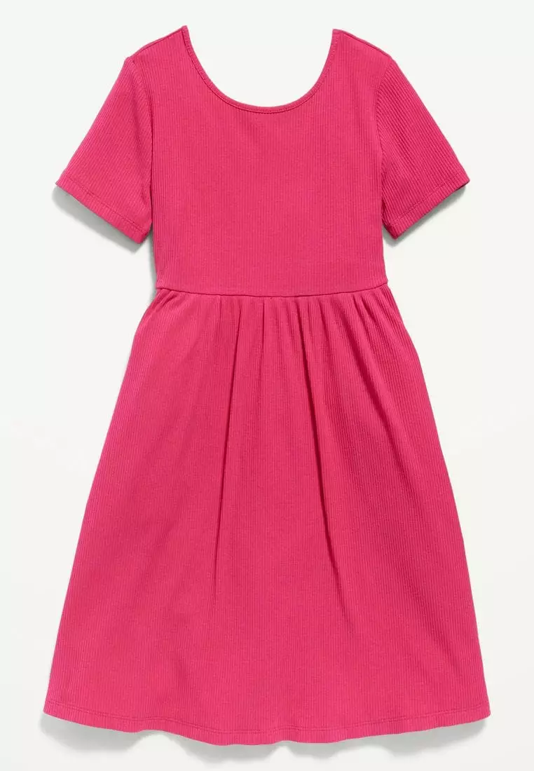 Short-Sleeve Rib-Knit Dress for Girls