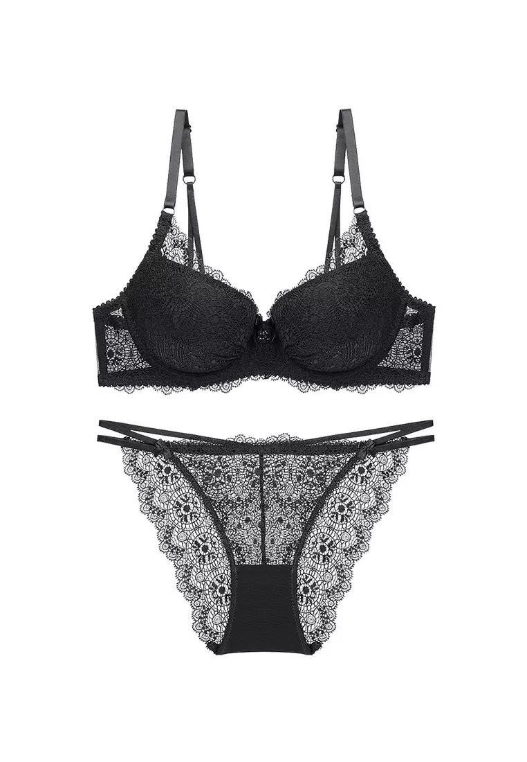 Buy ZITIQUE Women's Sexy Deep V Lingerie Lace Lingerie Set (Bra And ...